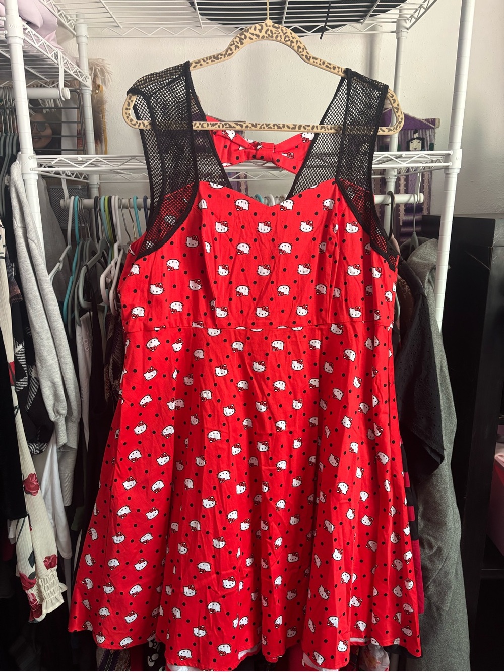 Red Torrid x Hello Kitty Swing Dress with Black Mesh Yoke